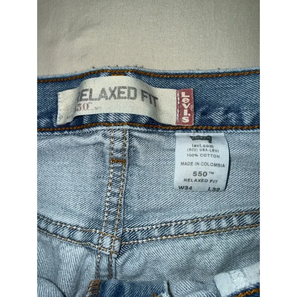 Mens Levi’s 550 Relaxed Fit 34x32 Light Wash Denim‎ Jeans Classic